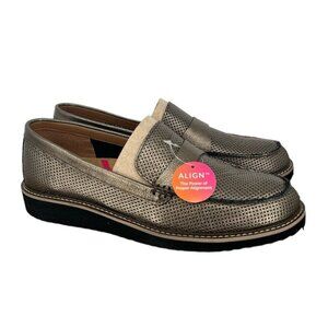 Comfortiva Womens Laina Leather Loafers Shoes -Steel- Size 10